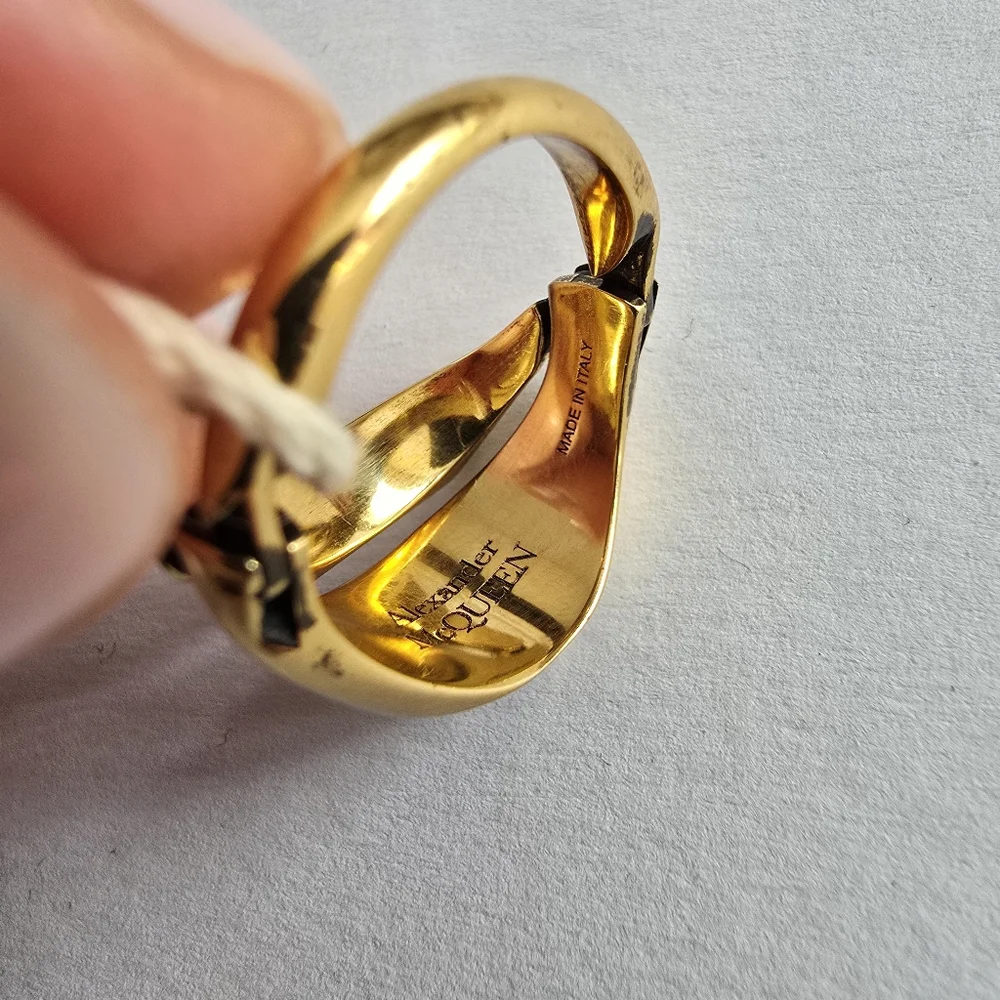 Alexander McQueen Skull Convertible Ring Gold - Picture 8 of 9